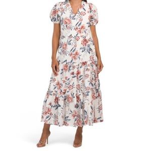 Lucky Brand Floral Puff Sleeve, tie back dress 💗